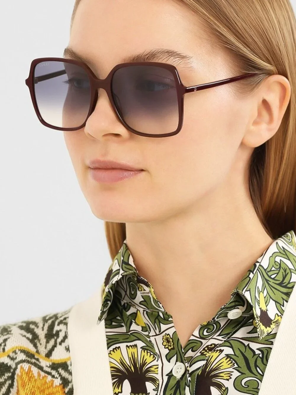 Gucci GG0544S 001 Sunglasses Black Square Frame, Grey Gradient Lenses